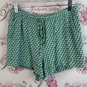 Auden Cloud Knit Sleepwear shorts geometric bottoms in Green and White